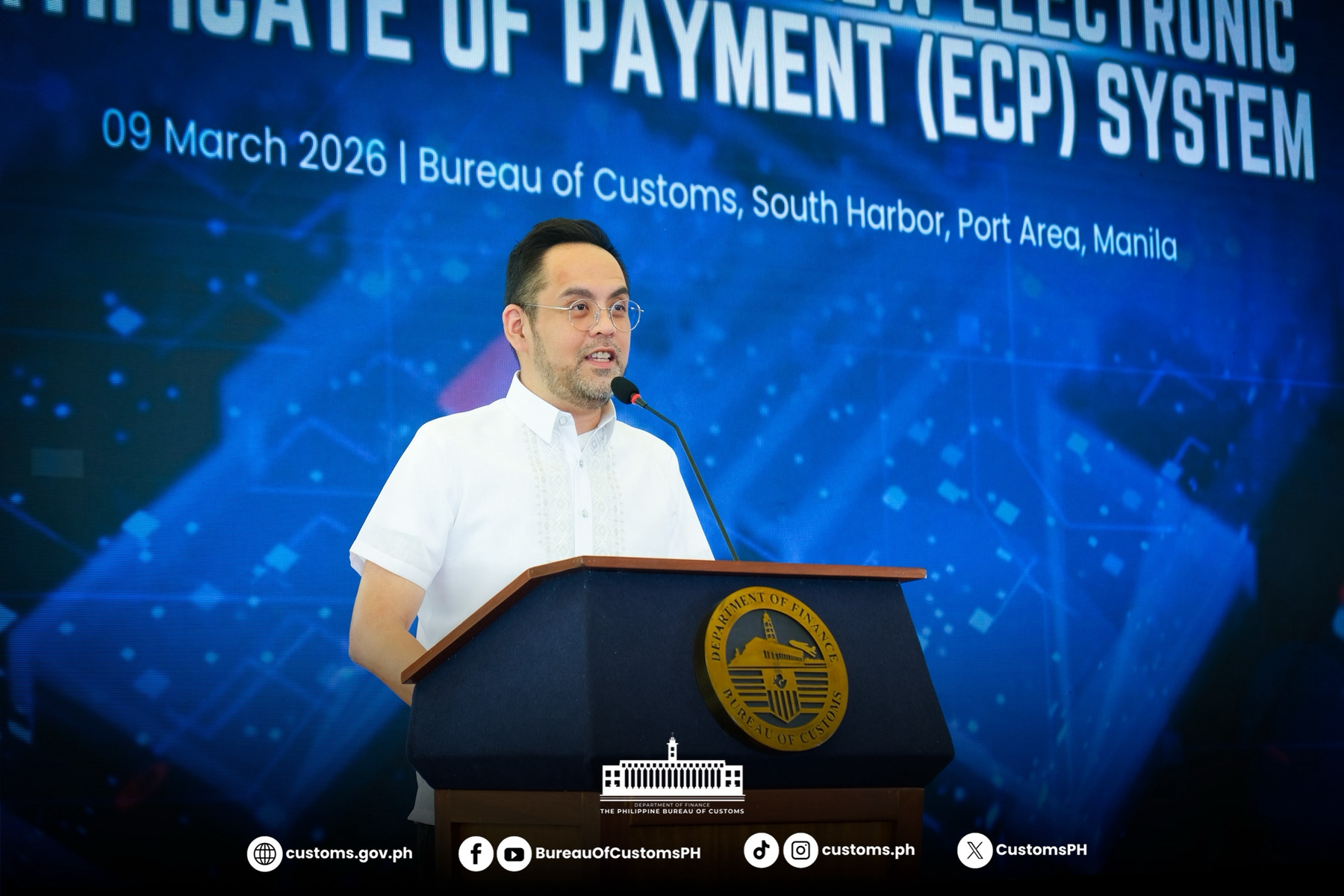 CAMPI Vice President Atty. Rhys Murillo delivers statement of support during the new ECP System launch.
