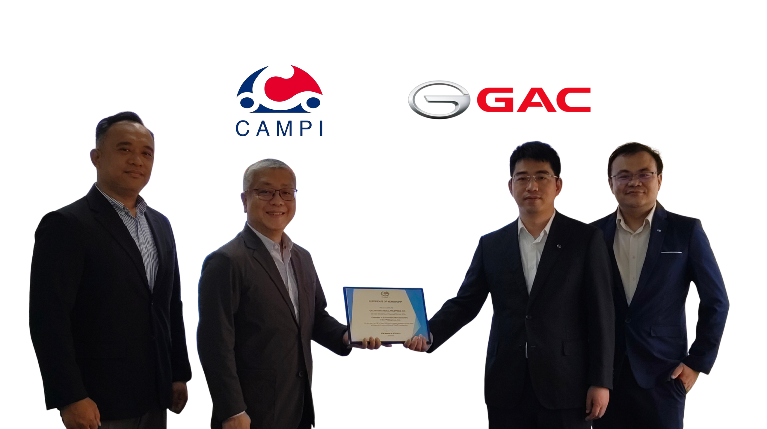 CAMPI Corporate Secretary Robert D. Carlos, CAMPI President J. Atienza, GAC General Manager C. Cheng and GAC Country Head Lincoln Lan